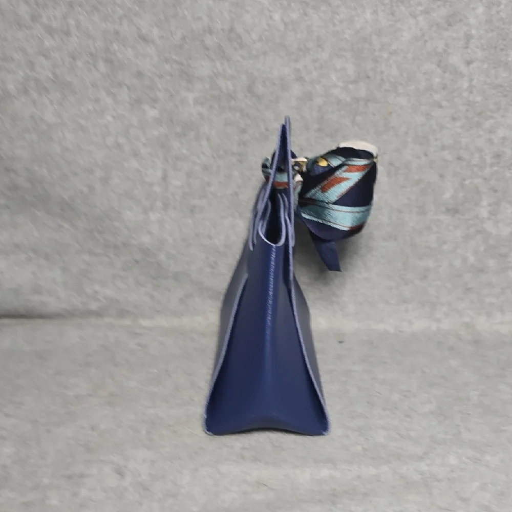 Navy Blue Mini Gift Bag with Scarf Accent